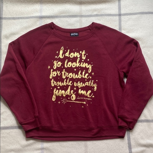 Harry Potter Burgundy Crew Neck Sweatshirt Size Large - Picture 1 of 10
